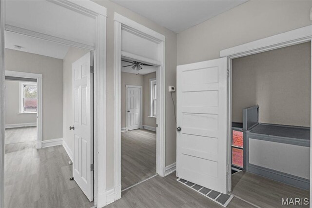 6040 Maple Ave, Saint Louis, MO 63112 - hall with wood finished floors and baseboards