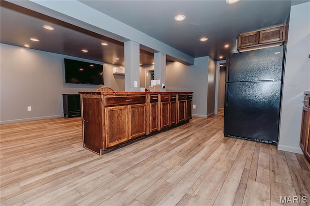 12561 Carroll Dr, Rolla, MO 65401 - kitchen featuring freestanding refrigerator, light wood-type flooring, baseboards, and recessed lighting