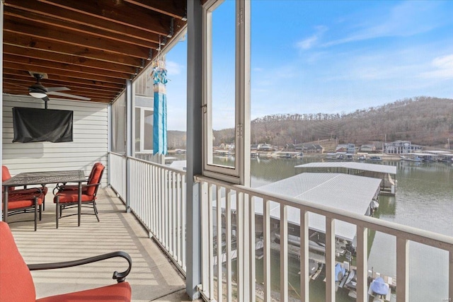 balcony with a water view