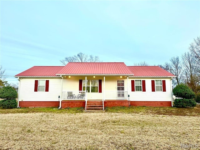 6474 State Highway H, Benton, MO 63736 - single story home featuring covered porch, metal roof, and a front yard