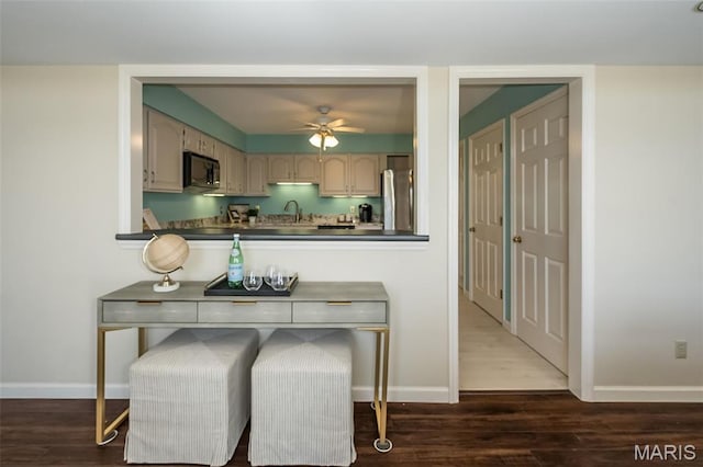 12 Country Club Ter, Glendale, MO 63122 - dining room featuring ceiling fan, baseboards, and wood finished floors
