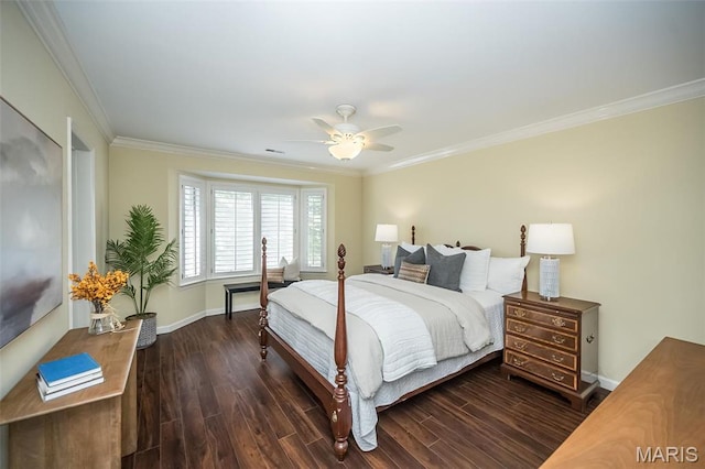 12 Country Club Ter, Glendale, MO 63122 - bedroom with ornamental molding, wood finished floors, baseboards, and ceiling fan