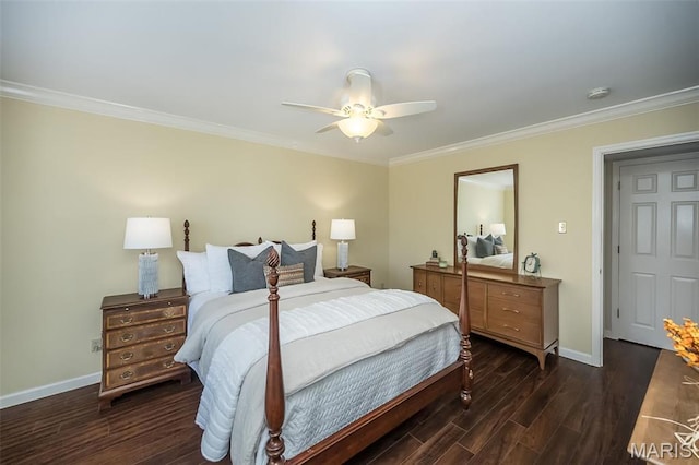 12 Country Club Ter, Glendale, MO 63122 - bedroom with baseboards, wood finished floors, crown molding, and a ceiling fan