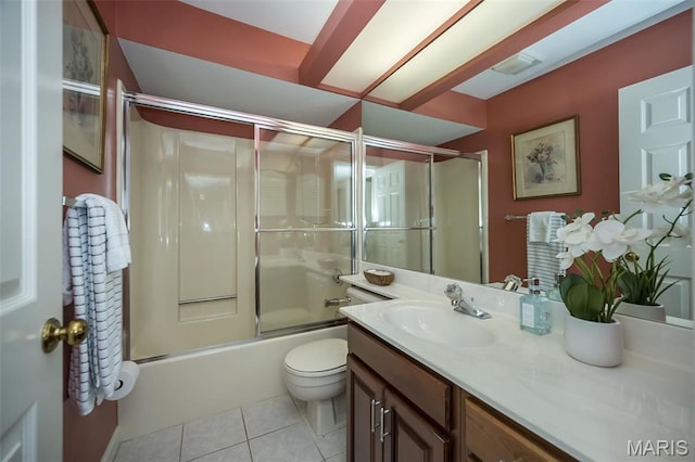 12 Country Club Ter, Glendale, MO 63122 - full bath with vanity, toilet, tile patterned flooring, and shower / bath combination with glass door