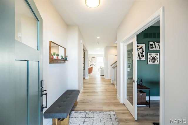 5019 Pacific Crest Trl, Cottleville, MO 63304 - corridor with light wood-type flooring, baseboards, and recessed lighting