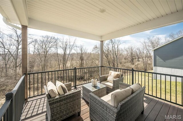 5019 Pacific Crest Trl, Cottleville, MO 63304 - wooden deck featuring an outdoor living space