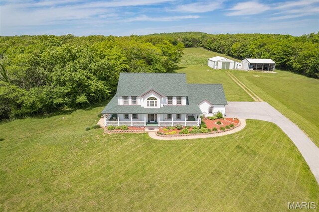 11400 State Road C, Hillsboro, MO 63050 - aerial view of property and surrounding area with a heavily wooded area