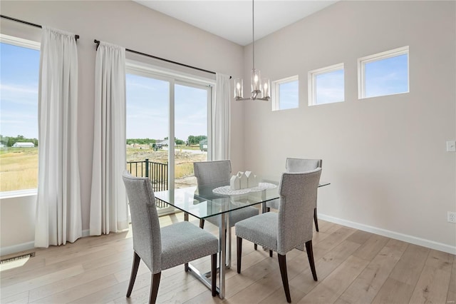 3248 River Breeze Ct, Saint Charles, MO 63301 - dining space featuring a chandelier, light wood-style flooring, and baseboards