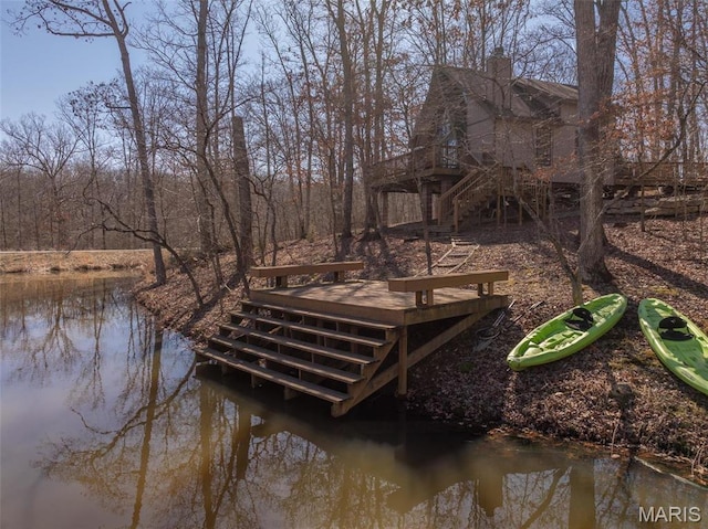 1758 Turrach Dr, Innsbrook, MO 63390 - dock area featuring stairway and a deck with water view