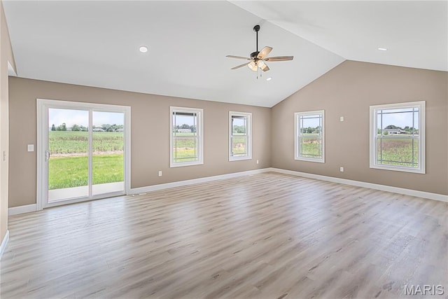 1002 Brianna Ct, Jerseyville, IL 62052 - unfurnished room with ceiling fan, vaulted ceiling, and light wood-type flooring