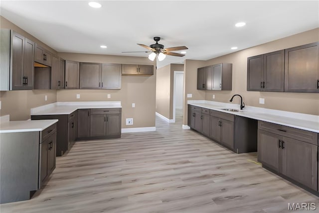 1002 Brianna Ct, Jerseyville, IL 62052 - kitchen with ceiling fan, light wood-type flooring, and recessed lighting