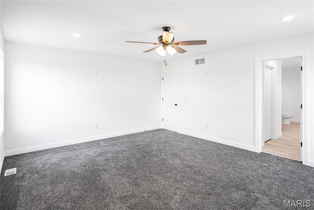 1002 Brianna Ct, Jerseyville, IL 62052 - empty room featuring ceiling fan, carpet, and recessed lighting