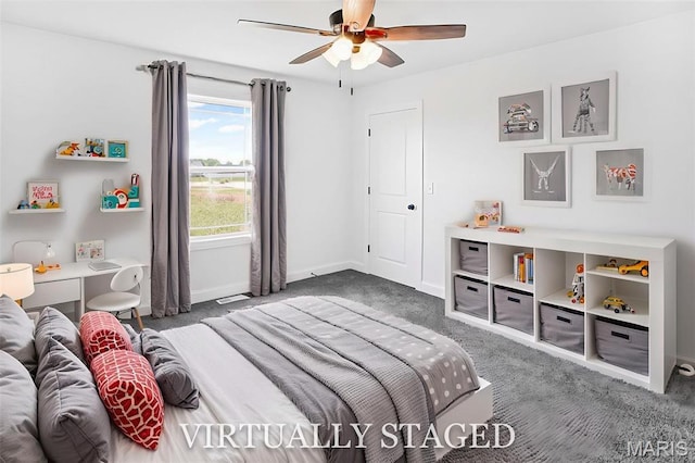 1002 Brianna Ct, Jerseyville, IL 62052 - carpeted bedroom with baseboards and a ceiling fan