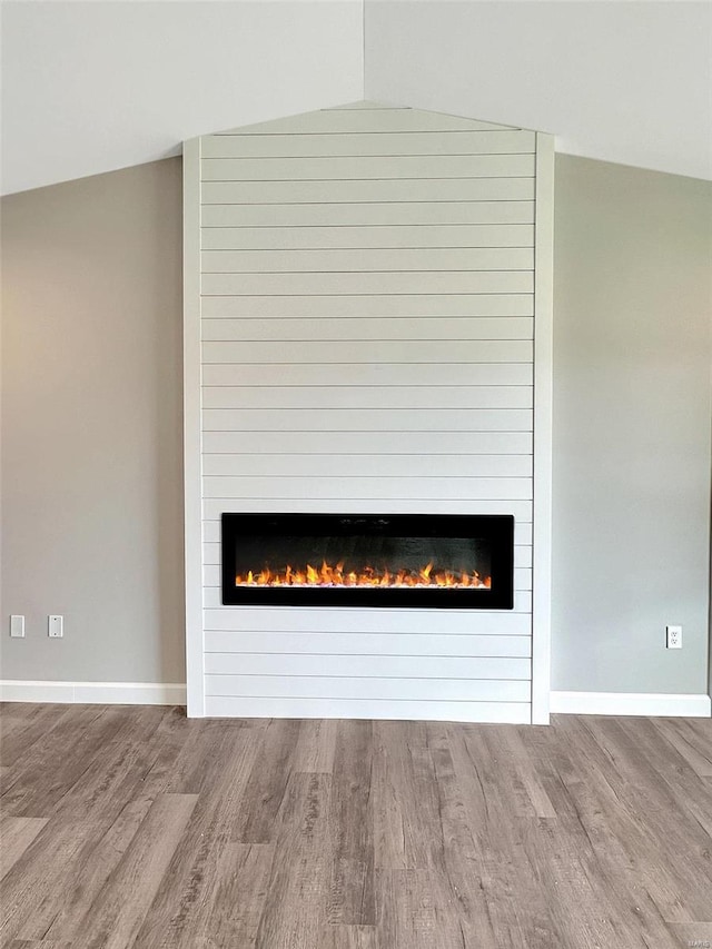 624 Rhapsody, Troy, IL 62294 - detailed view of a large fireplace, wood finished floors, and baseboards