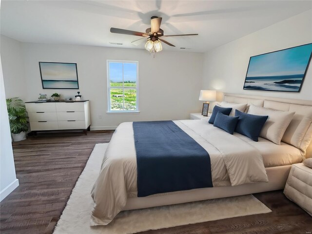 624 Rhapsody, Troy, IL 62294 - bedroom with baseboards, dark wood-style floors, and a ceiling fan