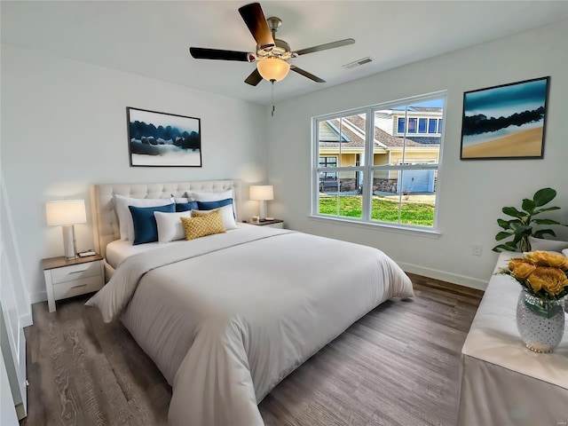 624 Rhapsody, Troy, IL 62294 - bedroom featuring baseboards, wood finished floors, and a ceiling fan