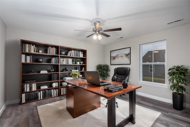 624 Rhapsody, Troy, IL 62294 - office with a ceiling fan, wood finished floors, and baseboards