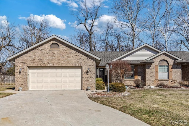 3216 E Leverett Ct, Alton, IL 62002 - ranch-style home featuring driveway, brick siding, a garage, and a front lawn