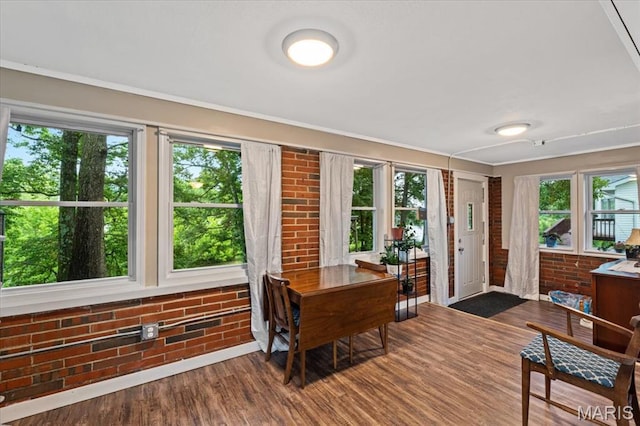 6405 S Ronnie Dr, Waterloo, IL 62298 - office space featuring plenty of natural light, wood finished floors, brick wall, and crown molding