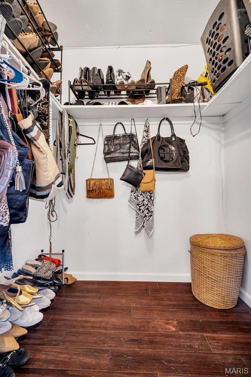 4466 W Pine Blvd Unit 8E, Saint Louis, MO 63108 - walk in closet featuring hardwood / wood-style floors