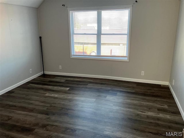 550 N 4th St, Breese, IL 62230 - empty room with dark wood finished floors, baseboards, and lofted ceiling