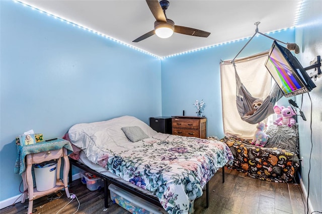 703 Locust St, Desloge, MO 63601 - bedroom with hardwood / wood-style floors, ceiling fan, and baseboards