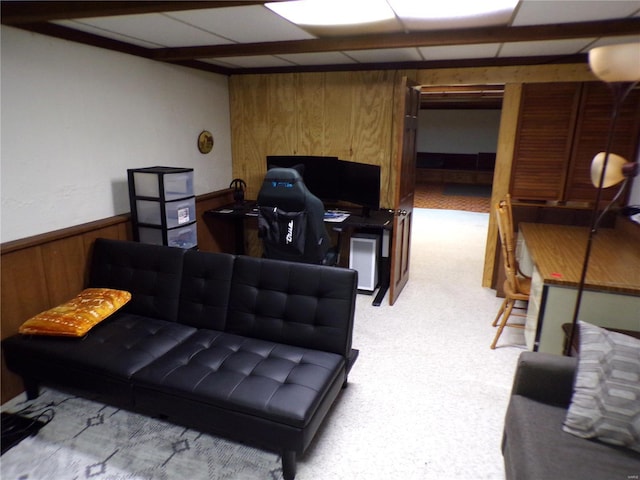 508 N Galloway Rd, Vandalia, MO 63382 - living area featuring wood walls and light colored carpet