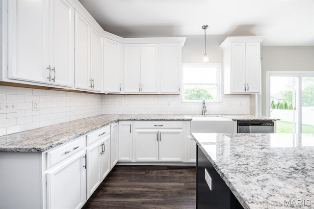 135 Reagan Dr, Troy, IL 62294 - kitchen featuring dishwasher, healthy amount of natural light, white cabinets, and light stone countertops