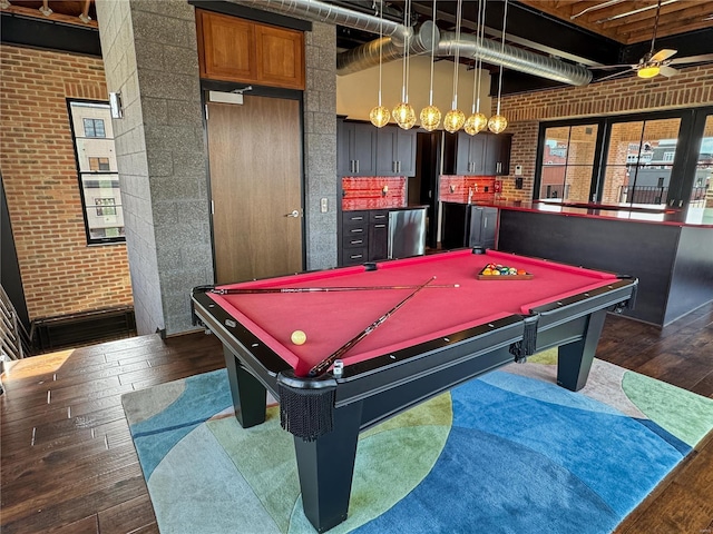 6 E Front St Unit 6, Washington, MO 63090 - rec room with brick wall, dark wood finished floors, and billiards table