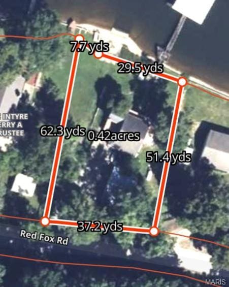1153 Red Fox Rd, Camdenton, MO 65324 - aerial overview of property's location featuring property boundaries highlighted