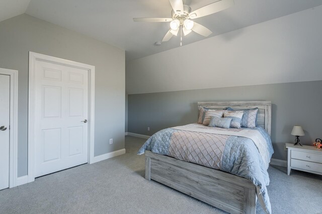 24345 State Rte Ww Unit 46, Saint Genevieve, MO 63670 - carpeted bedroom with lofted ceiling, baseboards, and a ceiling fan