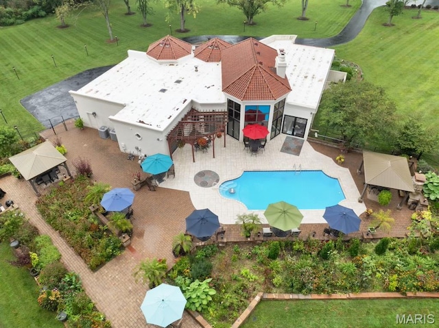 651 Kiefer Creek Rd, Ballwin, MO 63021 - view from above of property featuring a pool