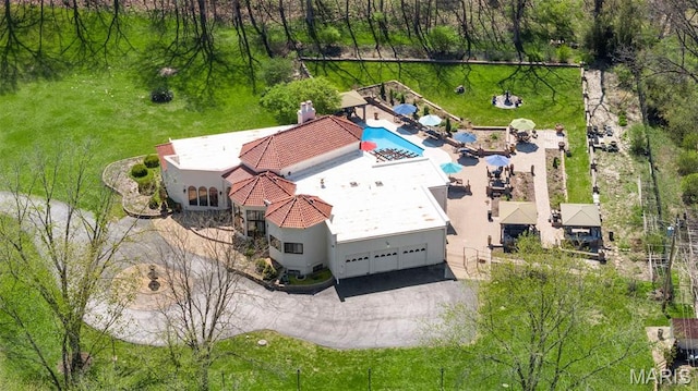 651 Kiefer Creek Rd, Ballwin, MO 63021 - view from above of property featuring a pool area