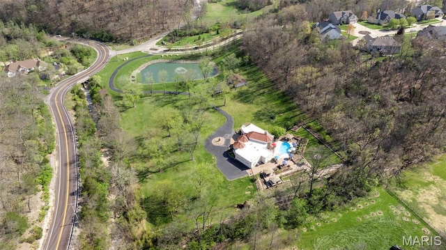 651 Kiefer Creek Rd, Ballwin, MO 63021 - drone / aerial view of a pool