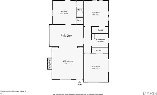 1035 Tuxedo Blvd, Webster Groves, MO 63119 - room layout