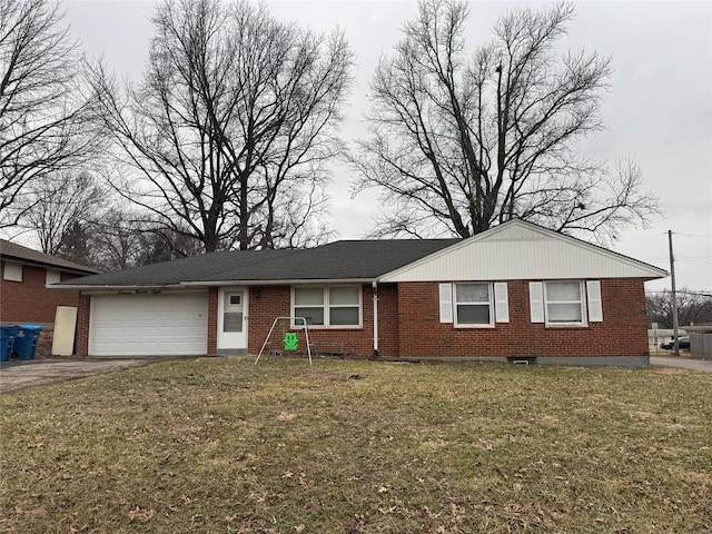 1198 Trampe Ave, Saint Louis, MO 63138 - single story home featuring an attached garage, brick siding, driveway, and a front yard