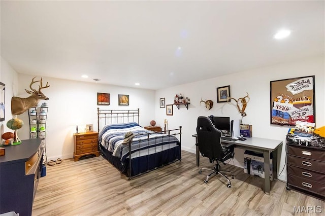 11720 County Road 5160, Rolla, MO 65401 - bedroom with light wood-type flooring, an office area, recessed lighting, and baseboards