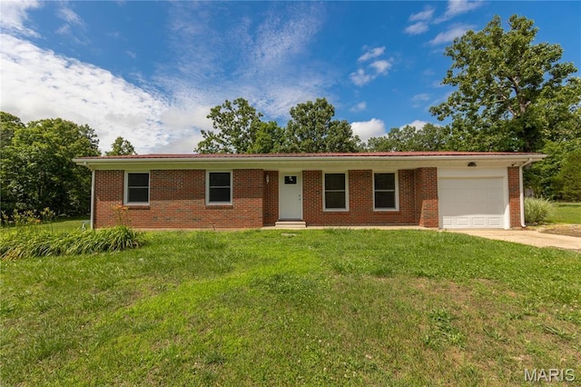 1575 County Road 3290, Salem, MO 65560 - ranch-style house featuring a garage, concrete driveway, a front yard, and brick siding
