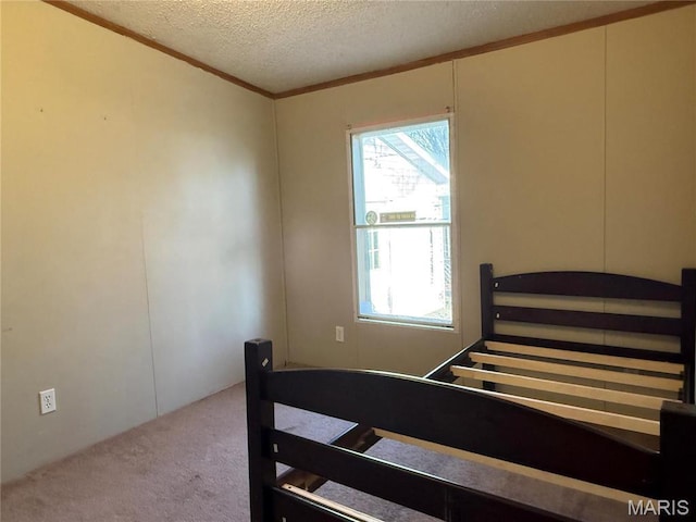 905 N Olive St, Saint Elmo, IL 62458 - bedroom featuring carpet, ornamental molding, and a textured ceiling