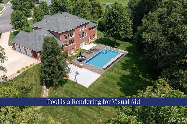 view of subject property featuring a pool area