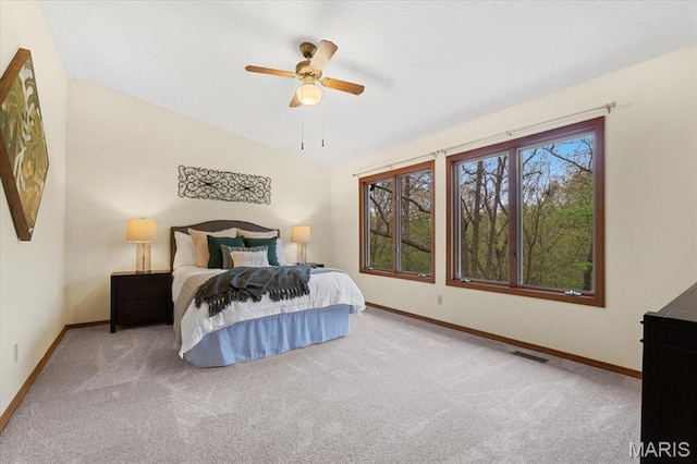 1346 Forest Splendor Trl, Wildwood, MO 63021 - bedroom featuring baseboards, carpet floors, a ceiling fan, and vaulted ceiling