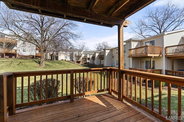 1436 Peacock Ln, Saint Louis, MO 63144 - wooden terrace featuring a residential view and a lawn