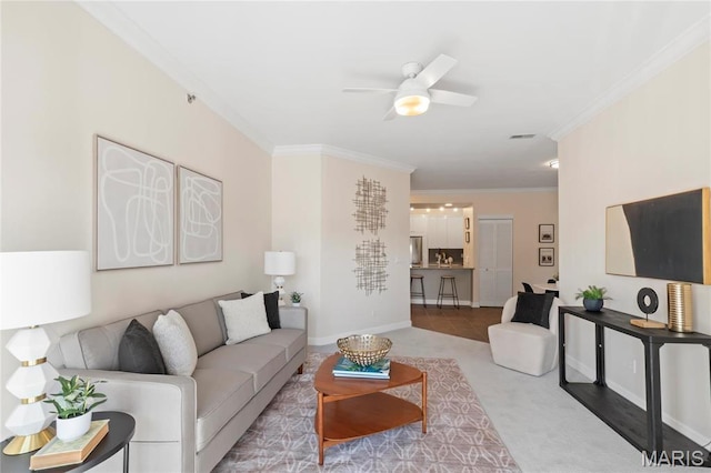 13101 Mill Crossing Ct Unit 200, Saint Louis, MO 63141 - living area with ceiling fan, crown molding, and baseboards