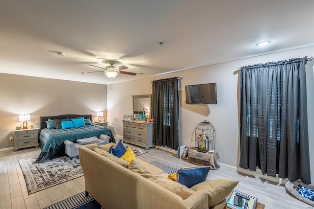 24345 State Route Ww Unit 40/41, Saint Genevieve, MO 63670 - bedroom with light wood-type flooring, baseboards, a ceiling fan, and recessed lighting