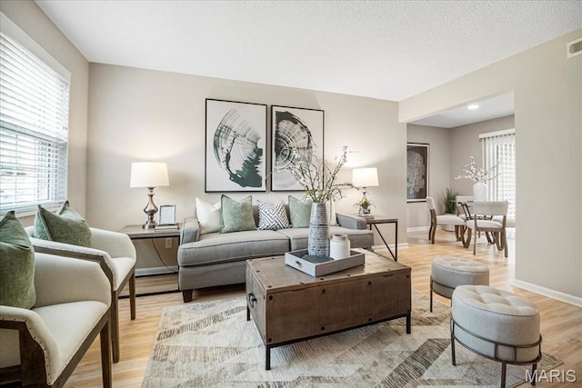 1528 Thrush Ter, Brentwood, MO 63144 - living area featuring light wood-style floors, baseboards, and a textured ceiling