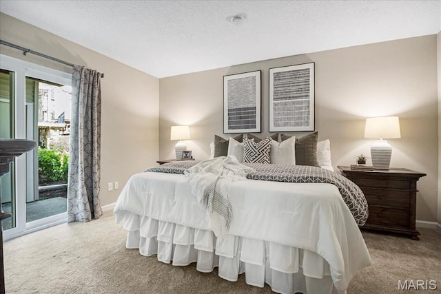 1528 Thrush Ter, Brentwood, MO 63144 - bedroom with carpet flooring, access to exterior, baseboards, and a textured ceiling
