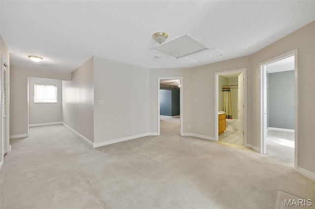 1736 Debra Ln, Arnold, MO 63010 - empty room featuring light carpet, baseboards, and attic access