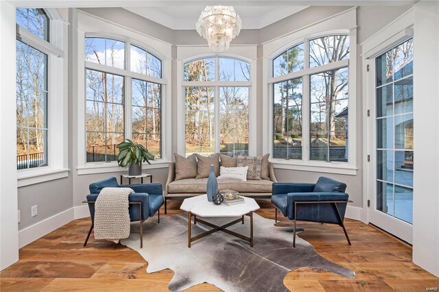 310 Wardenburg Farms Dr, Chesterfield, MO 63005 - sunroom with plenty of natural light and a chandelier