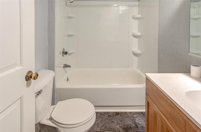 1125 N Market St, Sparta, IL 62286 - full bath featuring toilet, a textured wall, vanity, and shower / bath combination