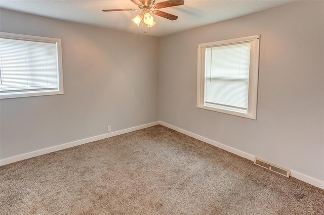 1125 N Market St, Sparta, IL 62286 - spare room featuring plenty of natural light, carpet floors, a ceiling fan, and baseboards